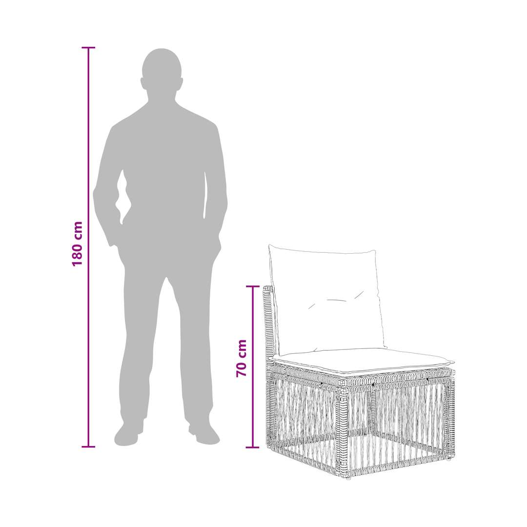 Armløs sofa enhed Sort polyrattan
