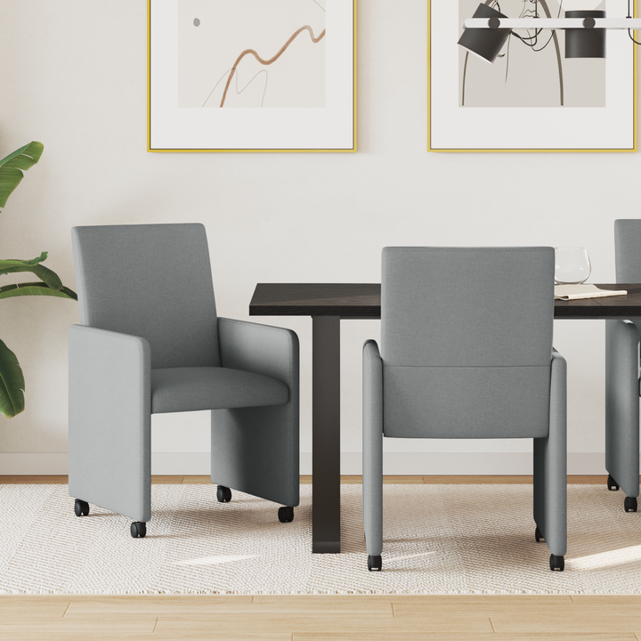 Spisebordsstole med hjul 2 pcs Lysegrå 57 x 66 x 94 cm Stof