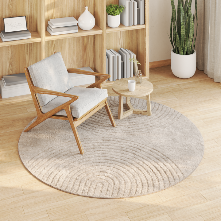 Områdetæpper Rund GALATI Beige Ø 160 CM Polyester