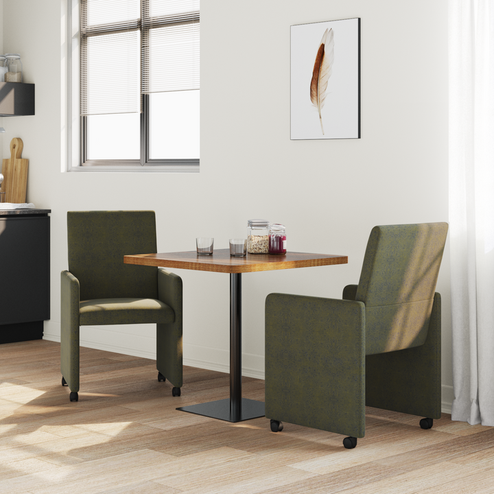 Spisebordsstole med hjul 2 pcs Army grøn 57 x 66 x 94 cm