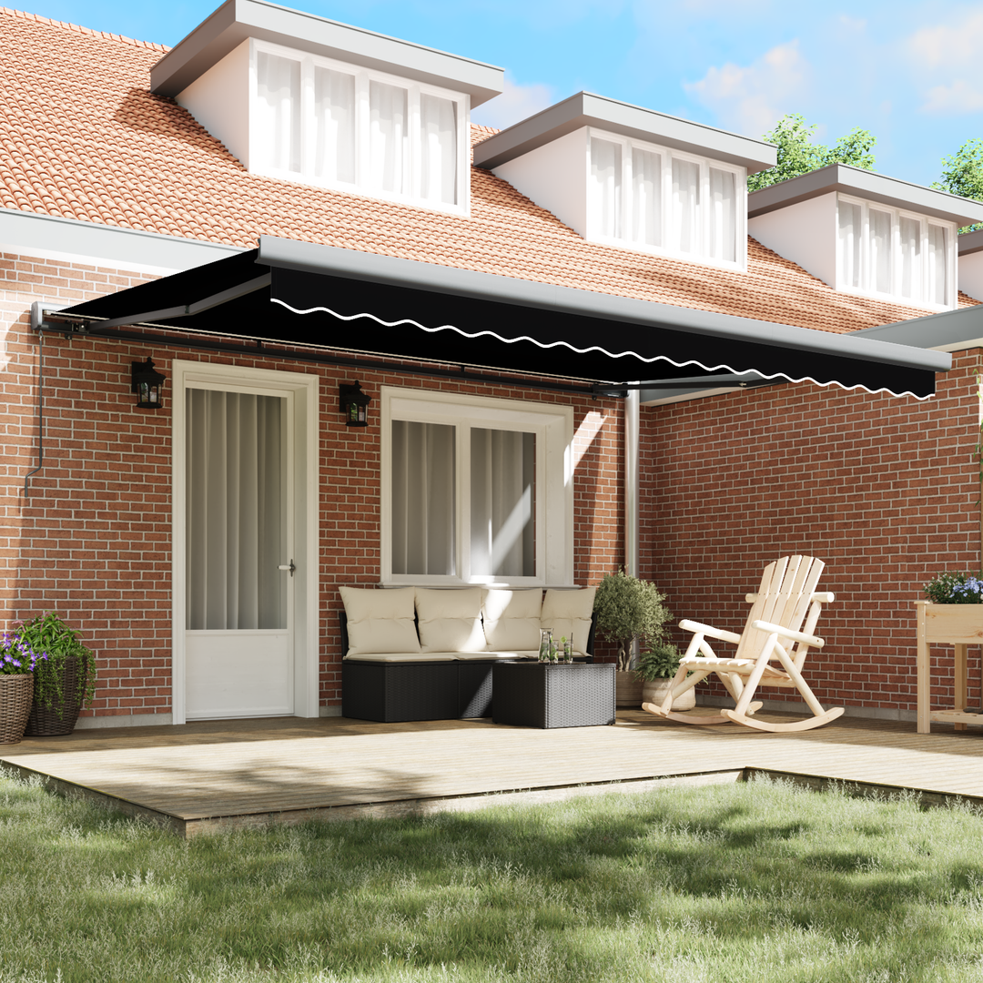 Utrækkelig Markise Sort 4 × 3 m Canvas og Aluminium