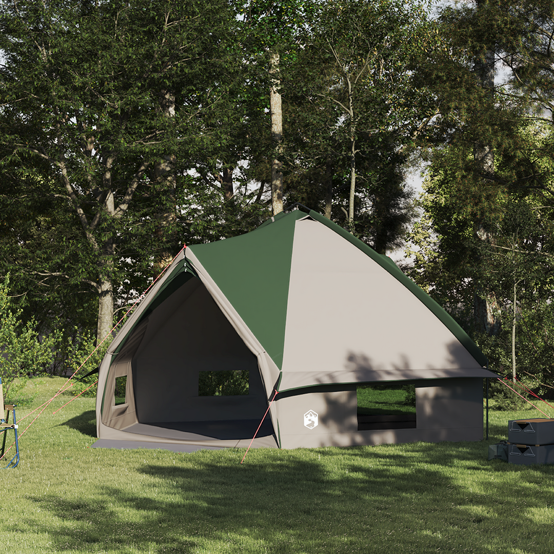 Teepee Telt 10-Personer med tag Grøn og Hvid 567 x 470 x 242 cm