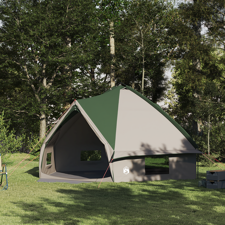 Teepee Telt 10-Personer med tag Grøn og Hvid 567 x 470 x 242 cm