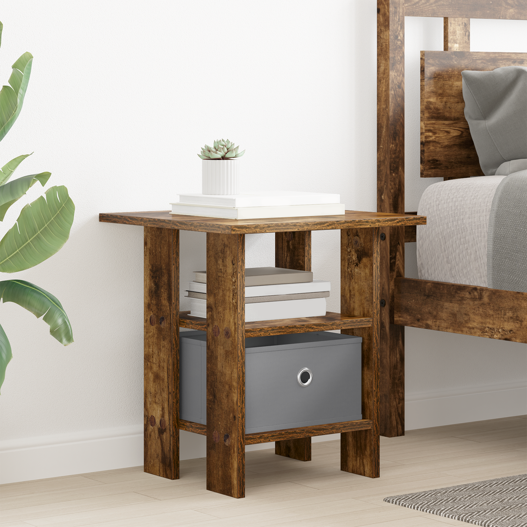 Sengebord 2 pcs Røget eg 41 x 40 x 45 cm Konstrueret træ