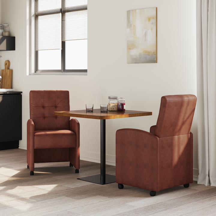Spisebordsstole med hjul 2 pcs Skinnende brun 58 x 67 x 97 cm