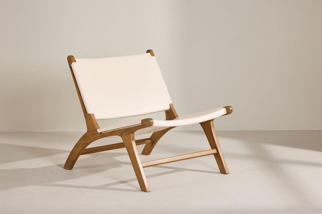 Vind Rike Lounge Chair  - Teak / Cream PU Leather