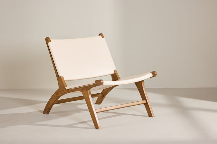 Vind Rike Lounge Chair  - Teak / Cream PU Leather