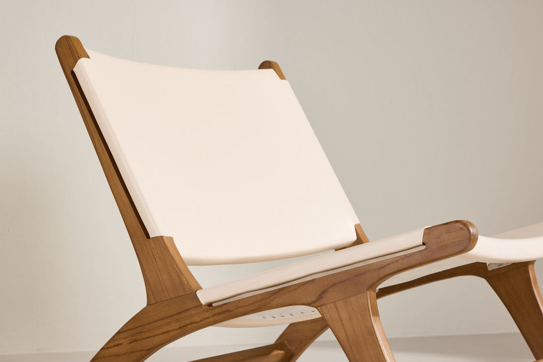 Vind Rike Lounge Chair  - Teak / Cream PU Leather