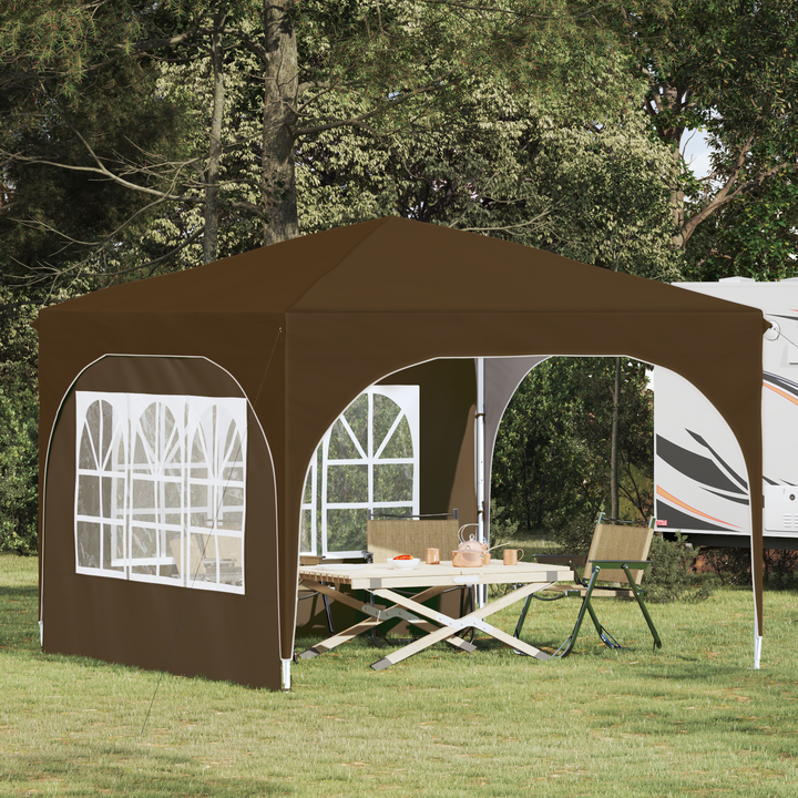 Pop-up Festtelt 290 x 290 x 245 cm Gråbrun