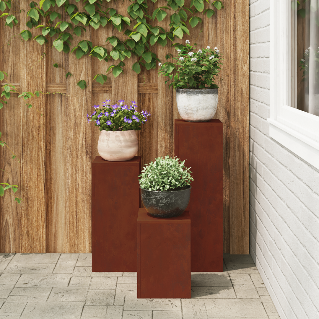 Planteholder 3 pcs Rusten Cortenstål