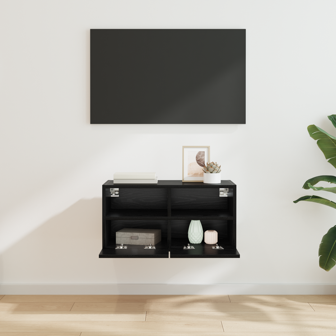 TV vægskab Vægmonteret Sort eg 60 x 30 x 30 cm Konstrueret træ