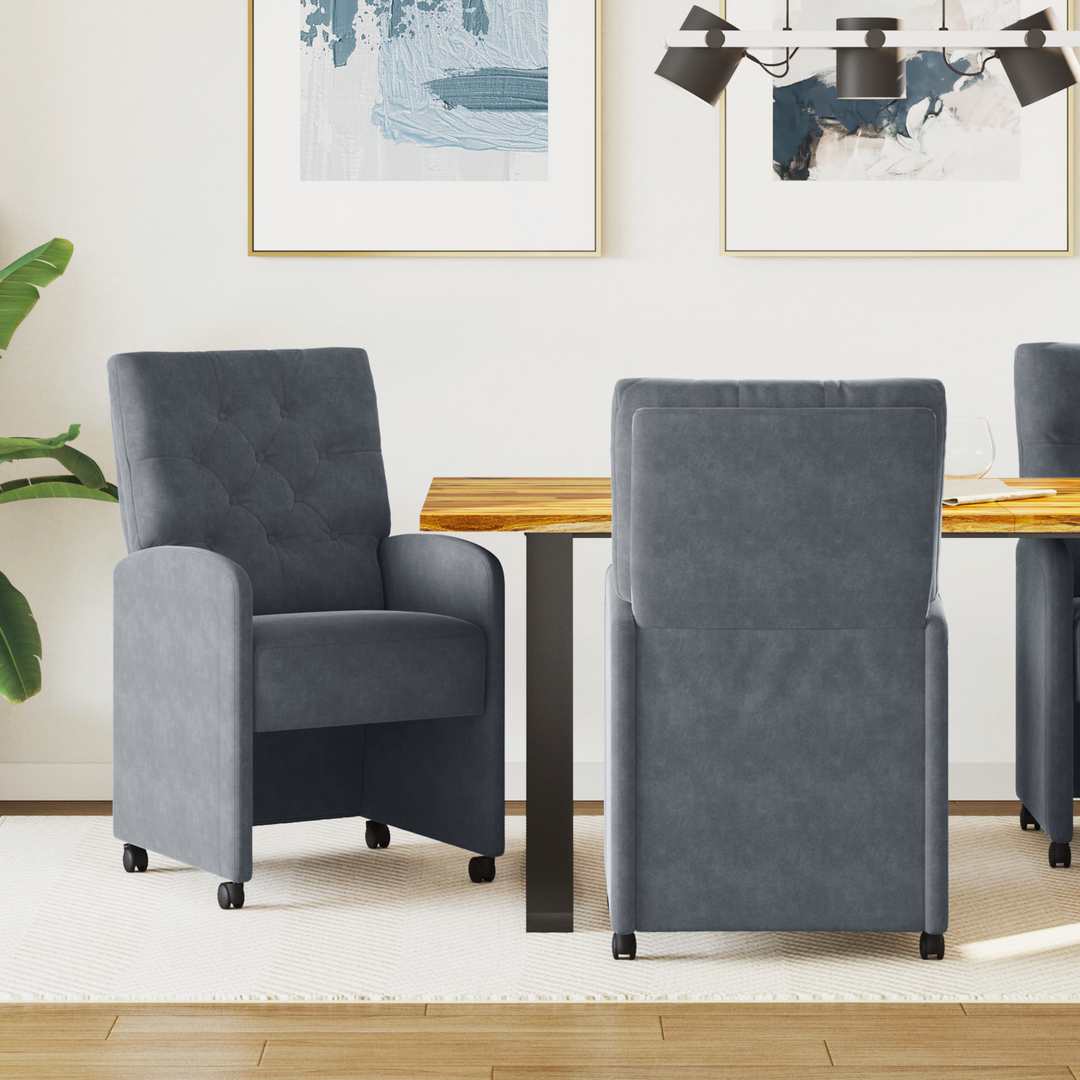 Spisebordsstole med hjul 2 pcs Mørkegrå 58 x 67 x 97 cm Fløjl