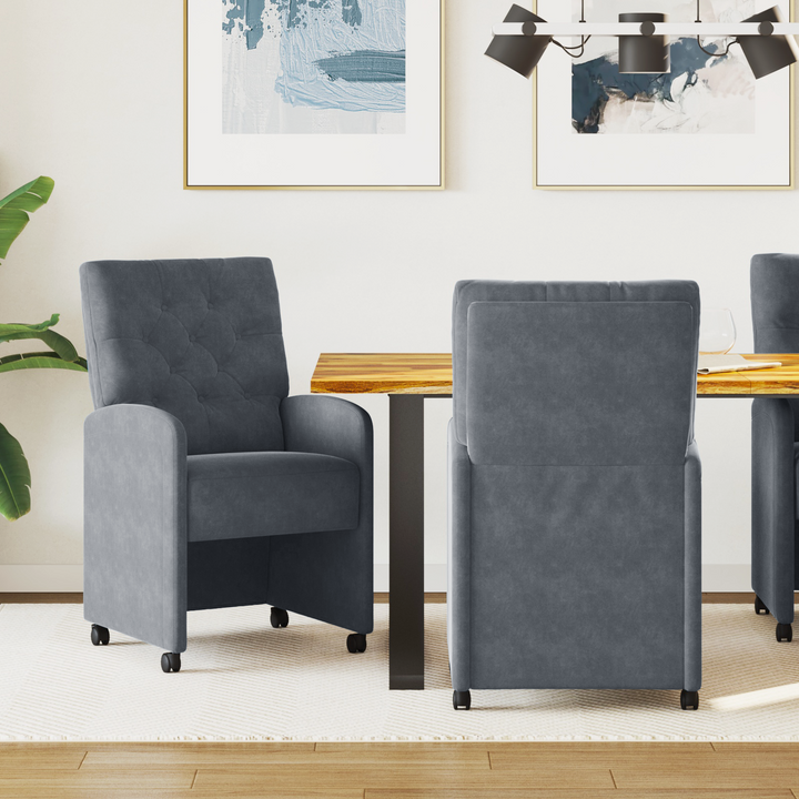 Spisebordsstole med hjul 2 pcs Mørkegrå 58 x 67 x 97 cm Fløjl