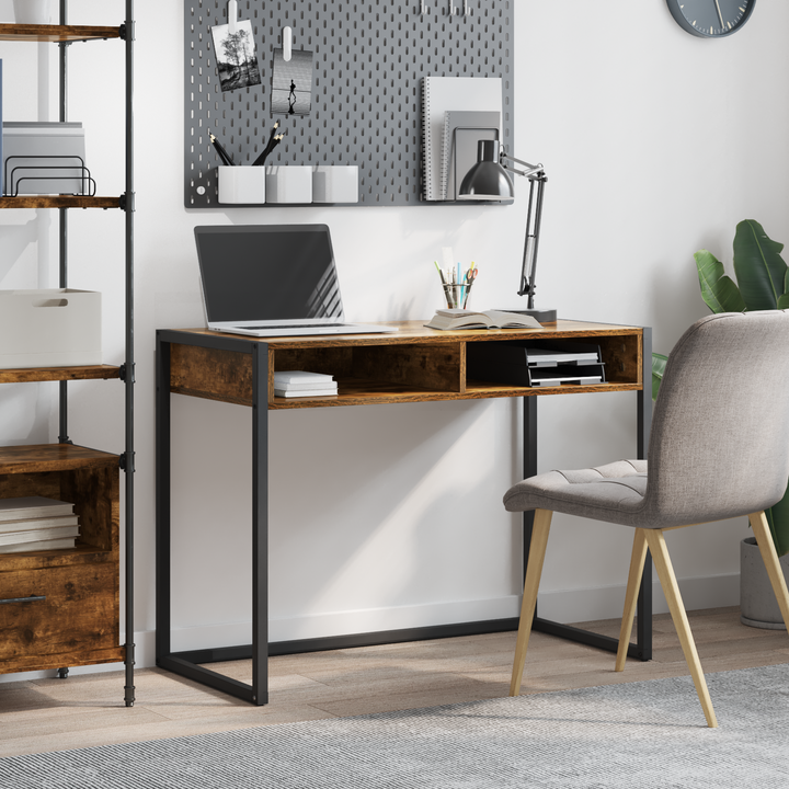Bord med opbevaring Røget Eg 100 x 50 x 75 cm Konstrueret træ