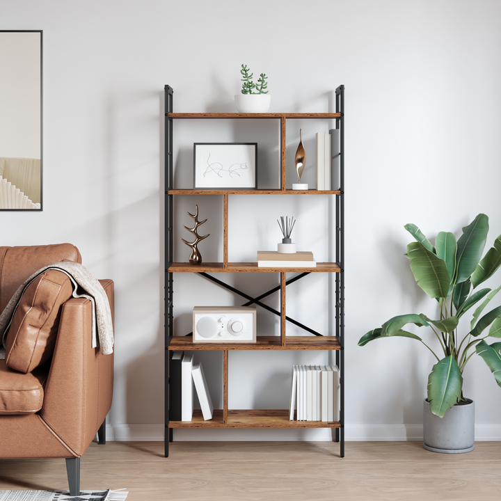 Bogreol Gammelt træ 75 x 30 x 156 cm Konstrueret træ