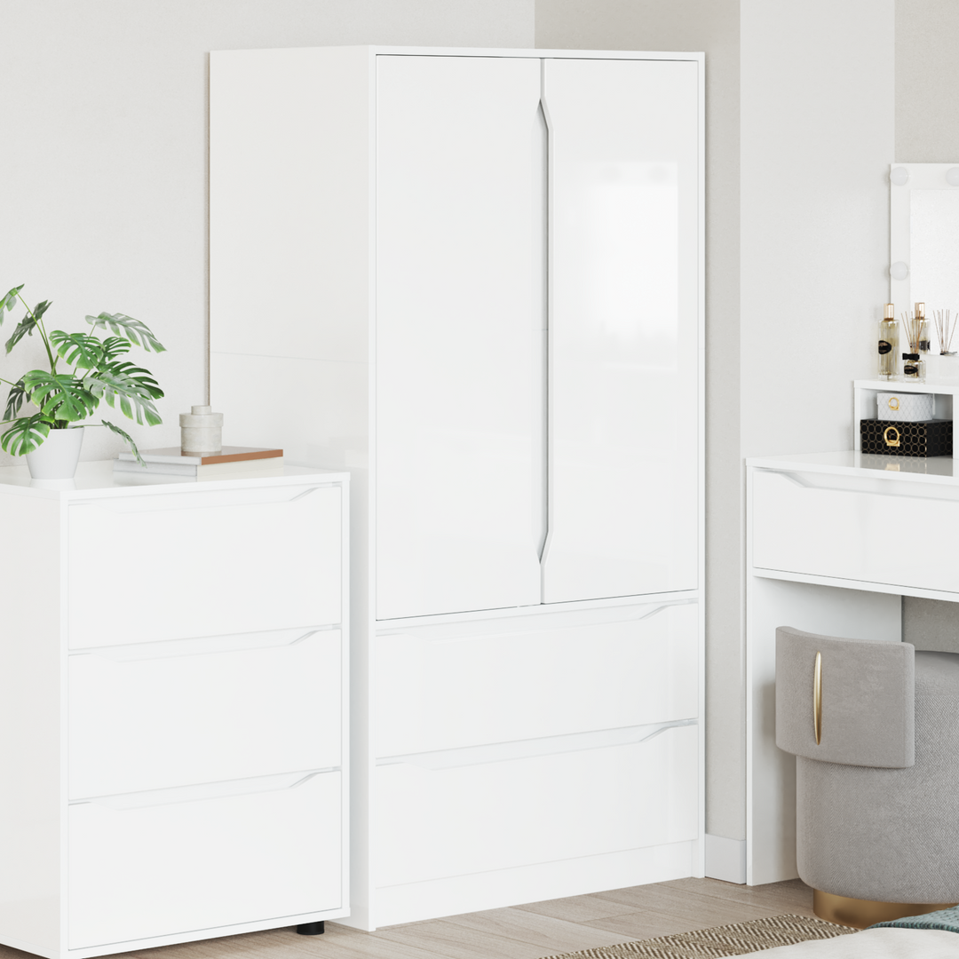 Garderobeskab Højglans Hvid 79,5 x 49 x 156 cm Konstrueret træ