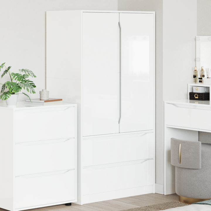 Garderobeskab Højglans Hvid 79,5 x 49 x 156 cm Konstrueret træ