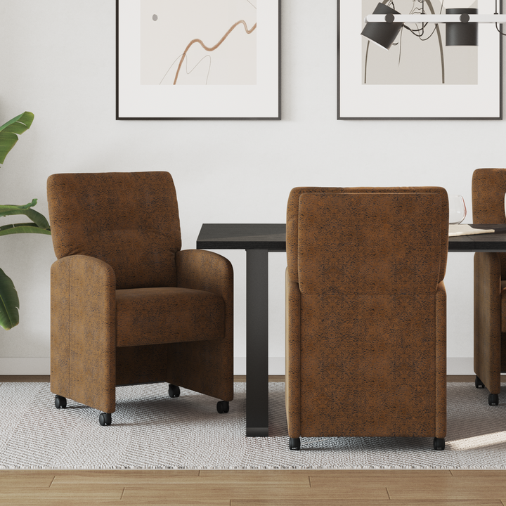 Spisebordsstole med hjul med hjul 2 pcs Brun 57 x 67 x 95 cm