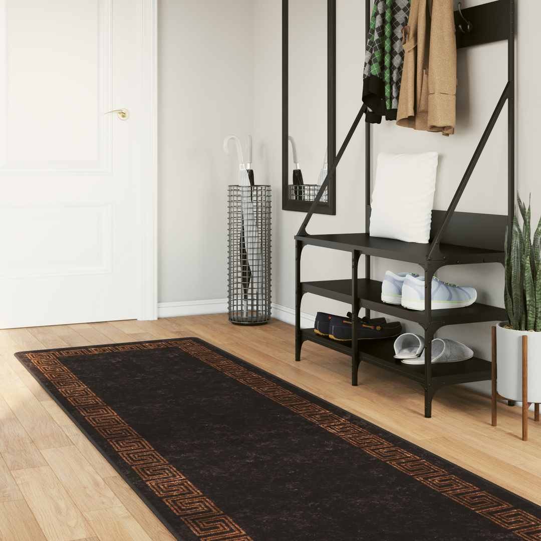 Tæppe Runner MARSA Sort 80 x 400 cm Polyester og PVC