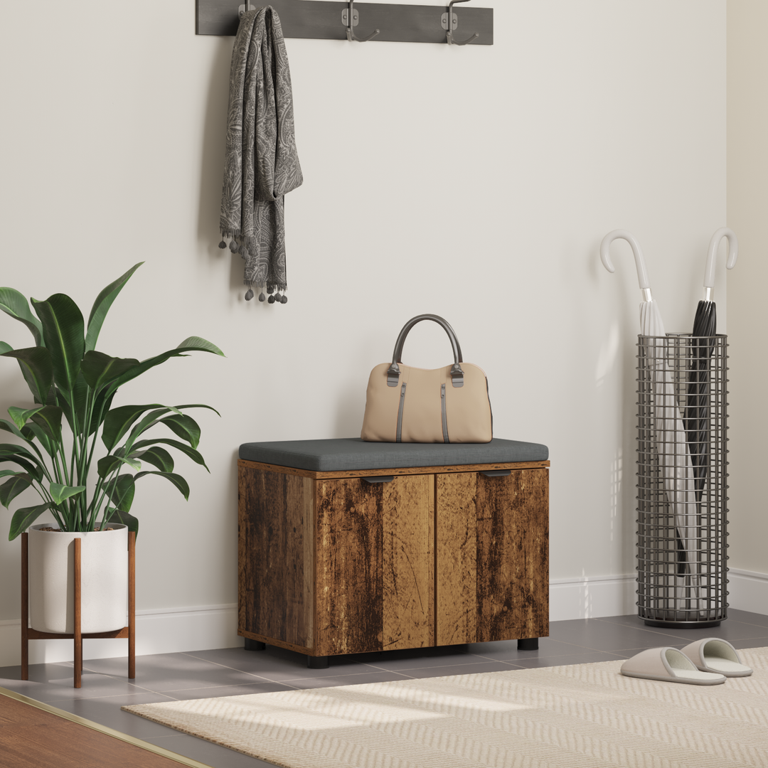 Hallbænk Gammelt træ 60 x 38 x 46 cm Kunstigt træ og stof