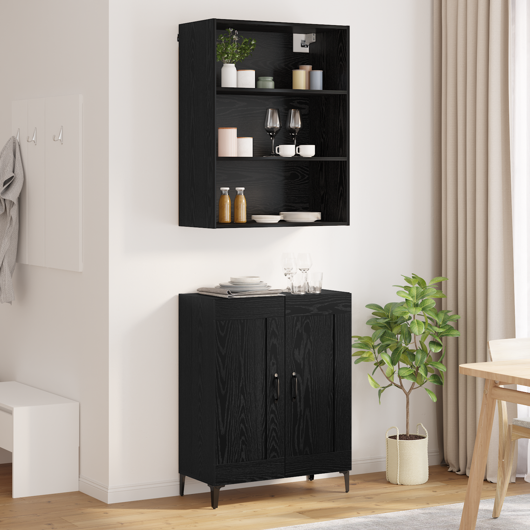 Highboard 2 pcs Sort eg Konstrueret træ