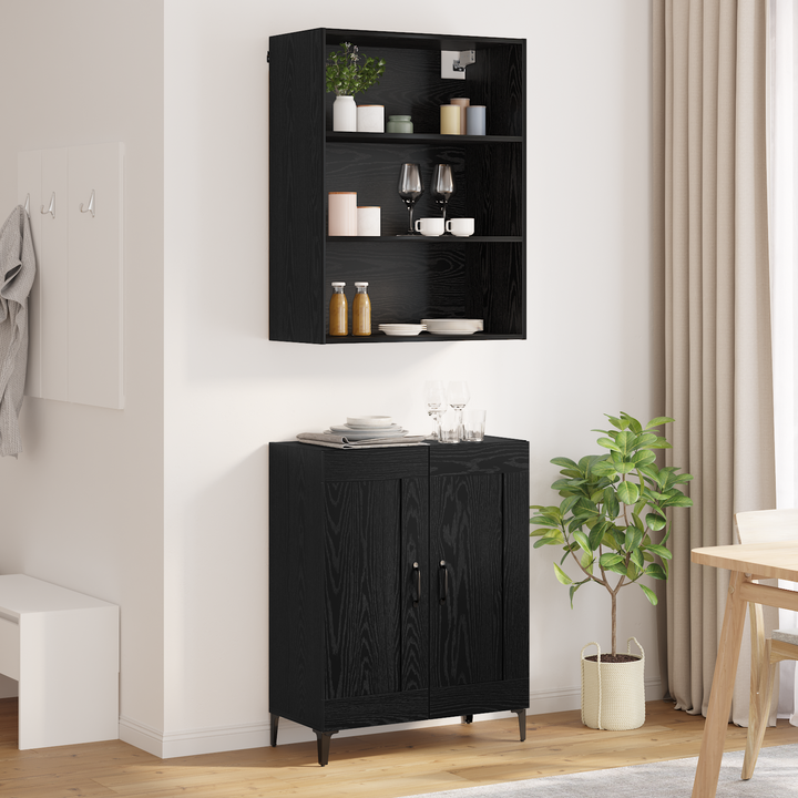 Highboard 2 pcs Sort eg Konstrueret træ