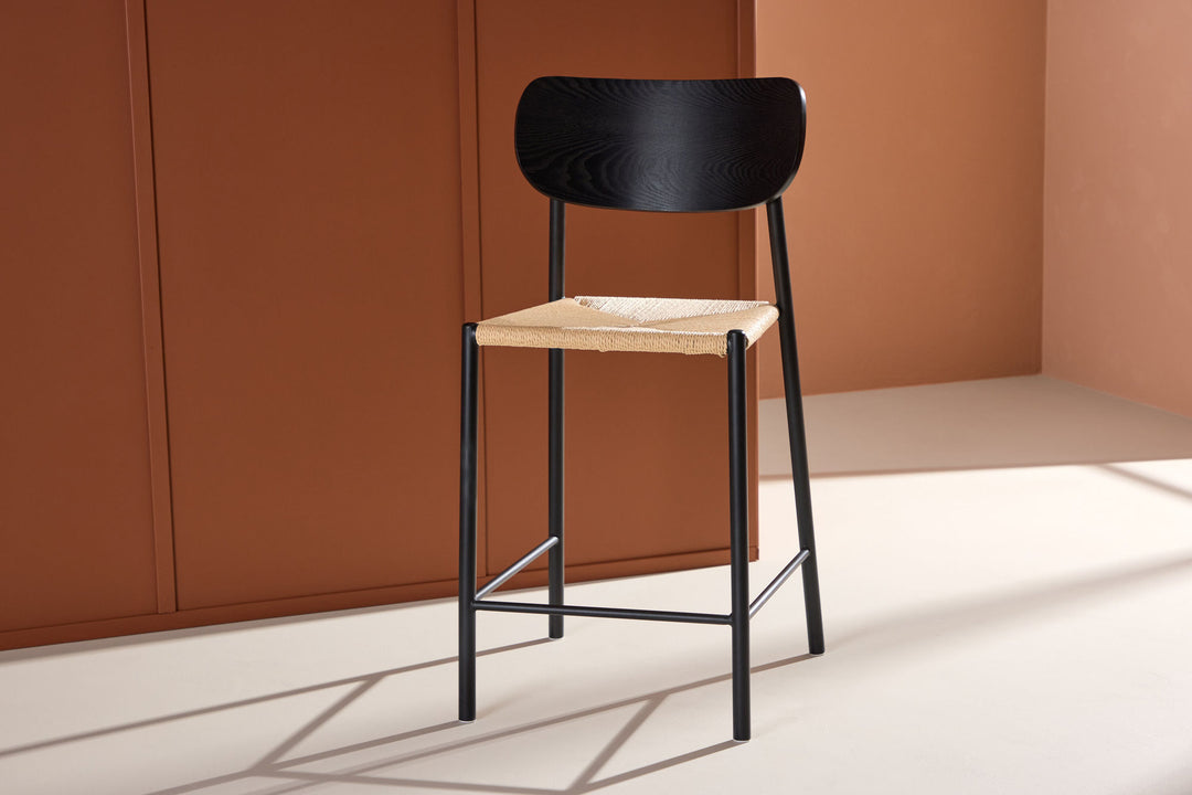 Venture Home Polly Bar Chair Backrest - Black  / Nature Rope