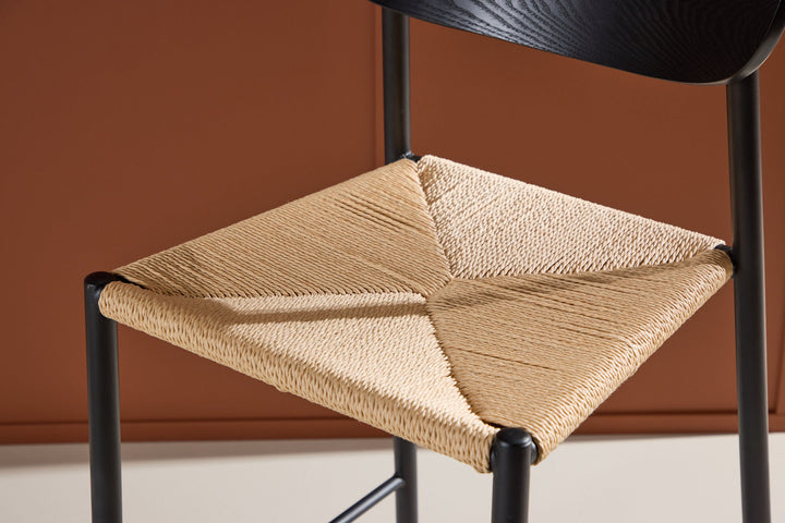 Venture Home Polly Bar Chair Backrest - Black  / Nature Rope