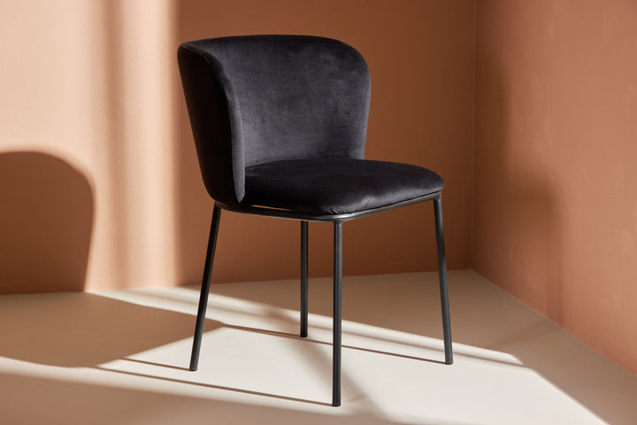 Venture Home Edina Dining Chair 2-pack - Black  / Black Velvet