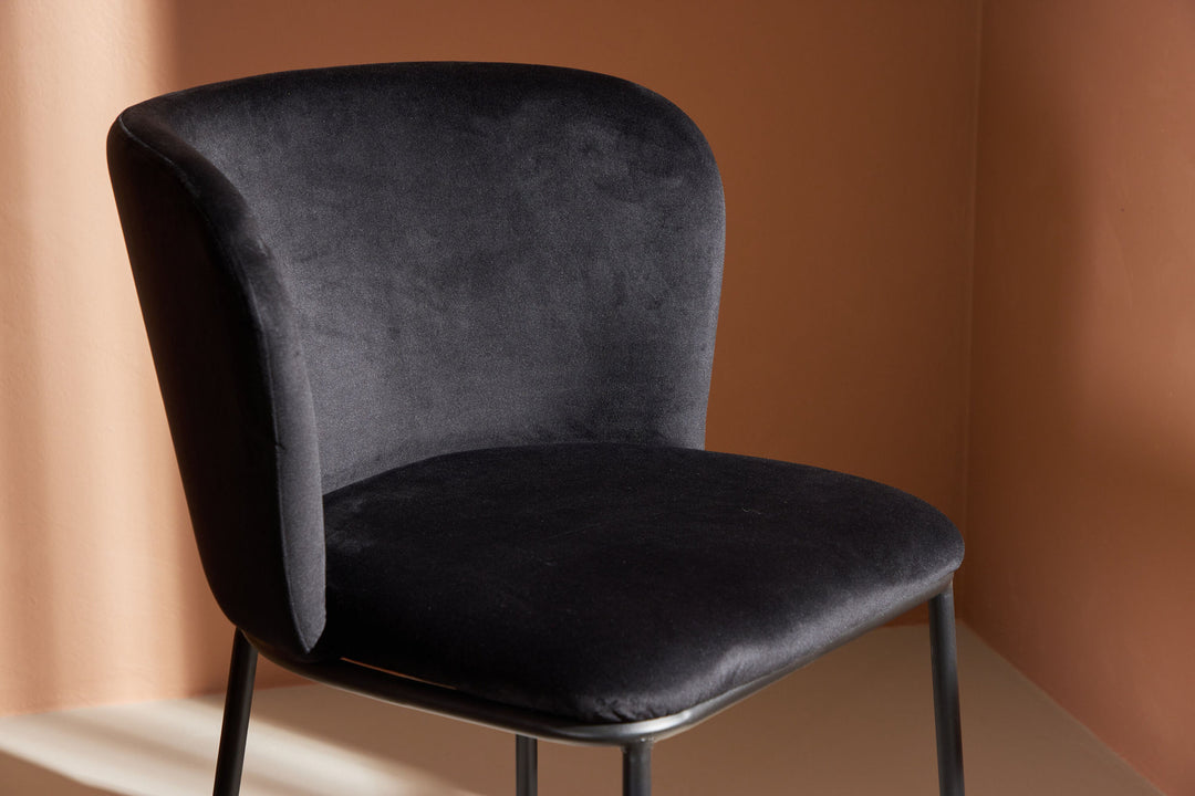 Venture Home Edina Dining Chair 2-pack - Black  / Black Velvet