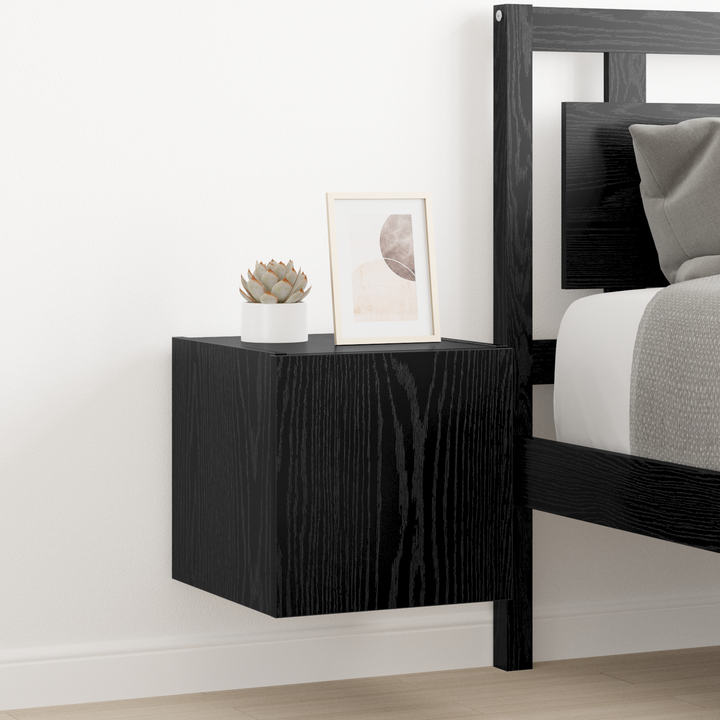 TV vægskab med LED Sort eg 30,5 x 35 x 30 cm Konstrueret træ