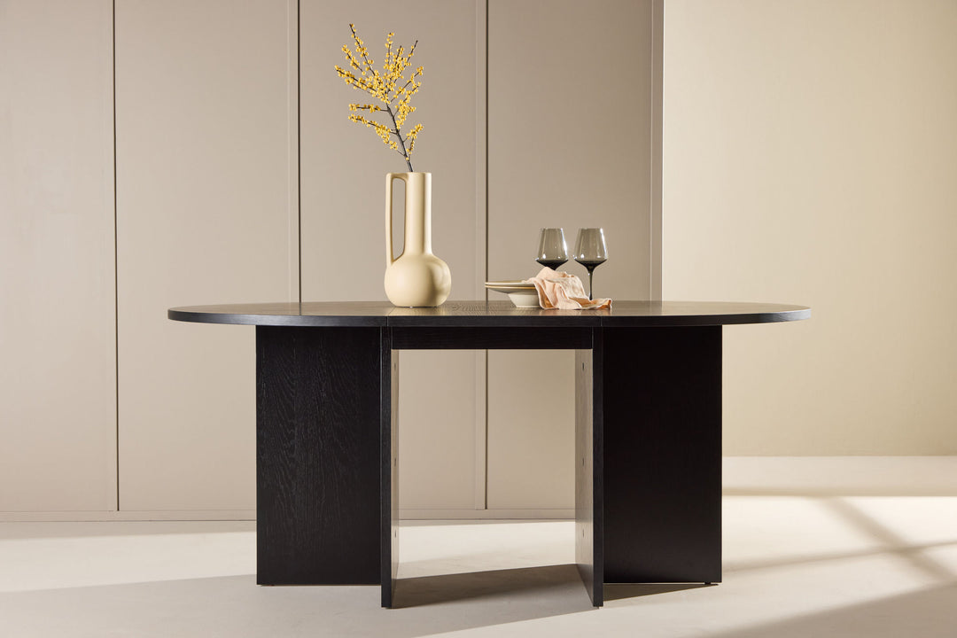 Venture Home Strada Dining Table 120/170 x120x74 cm - Black / Oak Veneer