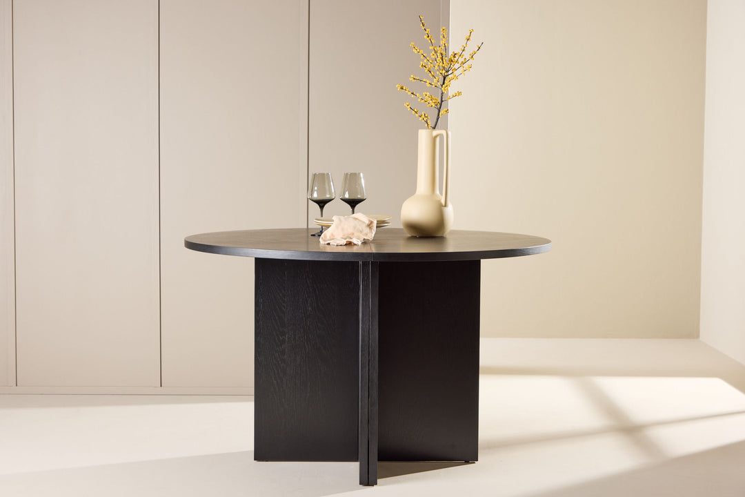 Venture Home Strada Dining Table 120/170 x120x74 cm - Black / Oak Veneer