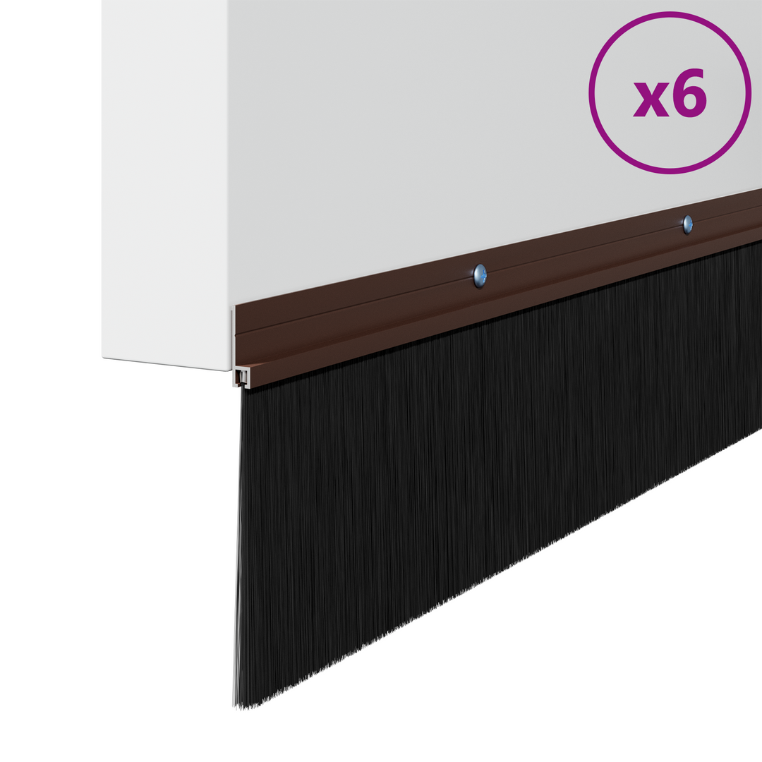 Skruemonterede dørbørste tætninger 6 pcs Brun 100 cm