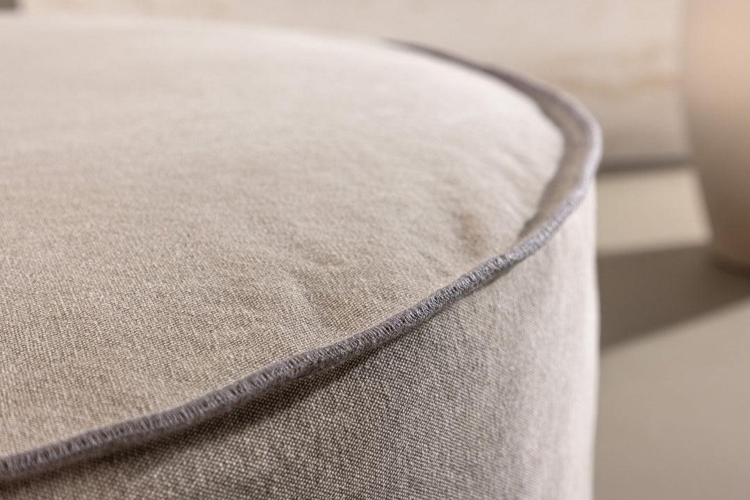 Vind Vindö Ottoman ⌀101 - Brown Linen /