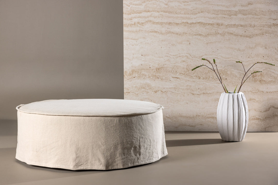 Vind Vindö Ottoman ⌀101 - Beige Linen /