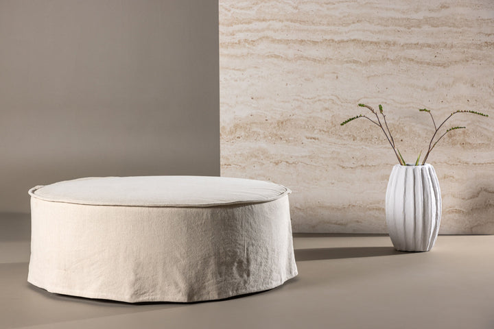 Vind Vindö Ottoman ⌀101 - Beige Linen /