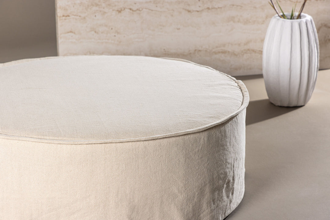 Vind Vindö Ottoman ⌀101 - Beige Linen /