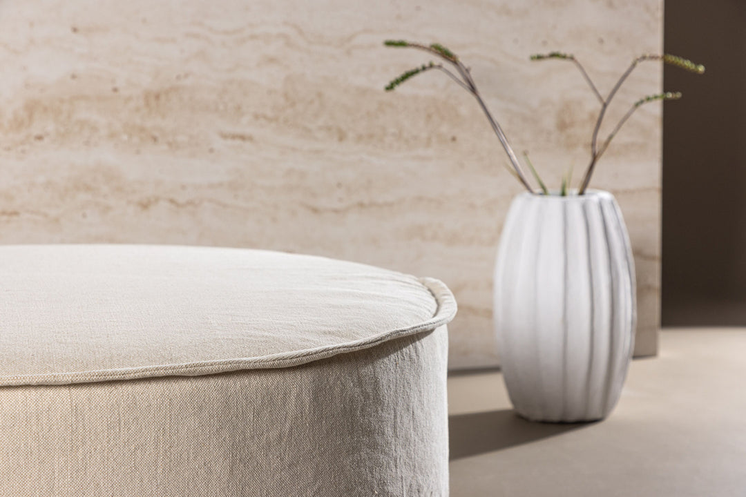 Vind Vindö Ottoman ⌀101 - Beige Linen /