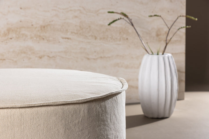 Vind Vindö Ottoman ⌀101 - Beige Linen /