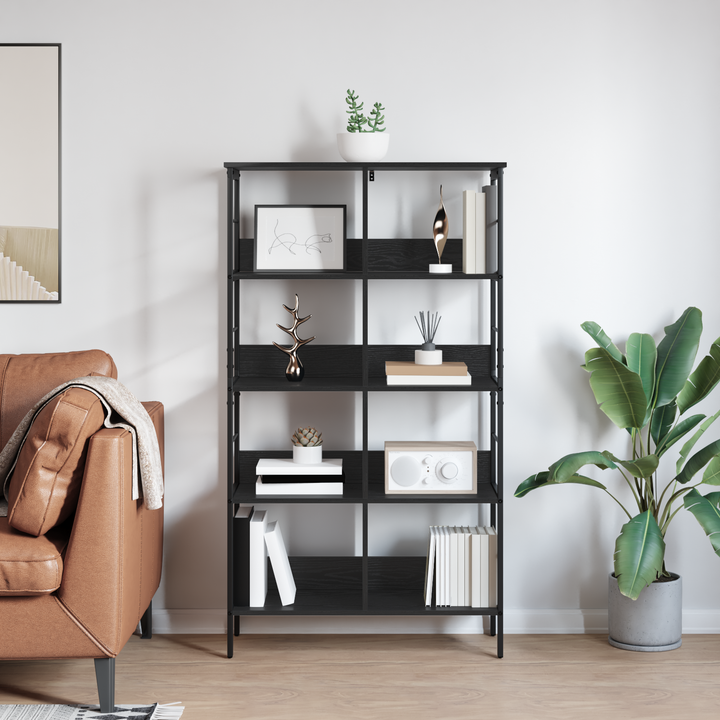 Bogreol Sort eg 82 x 32 x 144,5 cm Konstrueret træ