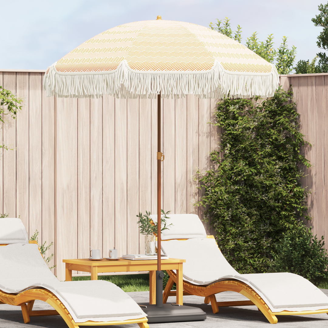 Strand Parasol Gul og Hvid 160 x 160 x 196 cm Polyester og Stål