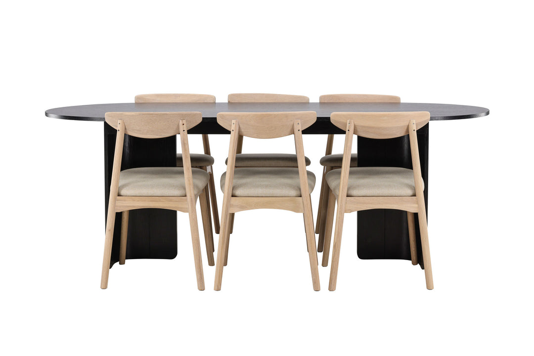 Venture Home Tyresö Table 100x220 cm - Black with Ven Chair  - Whitewash