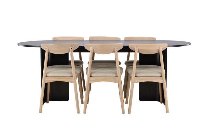 Venture Home Tyresö Table 100x220 cm - Black with Ven Chair  - Whitewash