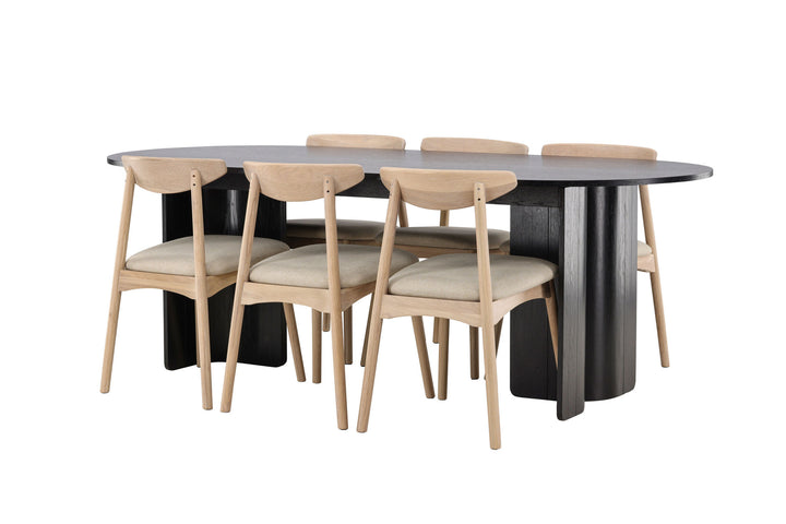 Venture Home Tyresö Table 100x220 cm - Black with Ven Chair  - Whitewash