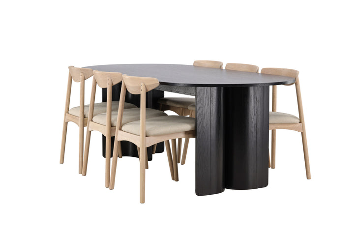 Venture Home Tyresö Table 100x220 cm - Black with Ven Chair  - Whitewash