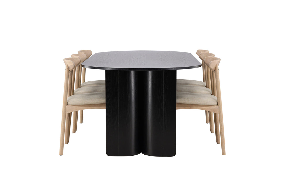 Venture Home Tyresö Table 100x220 cm - Black with Ven Chair  - Whitewash