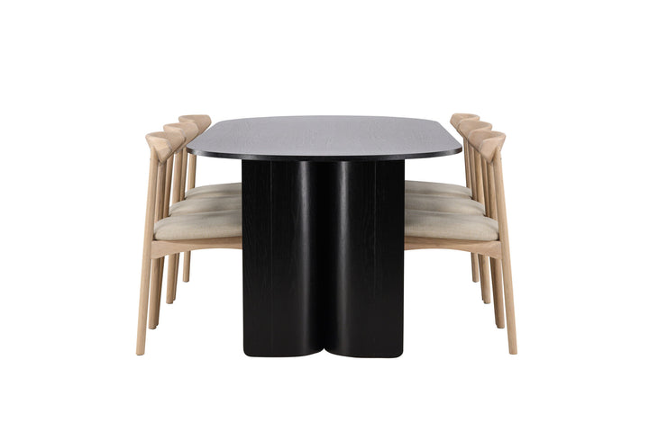 Venture Home Tyresö Table 100x220 cm - Black with Ven Chair  - Whitewash