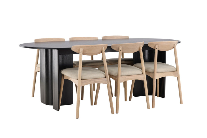 Venture Home Tyresö Table 100x220 cm - Black with Ven Chair  - Whitewash