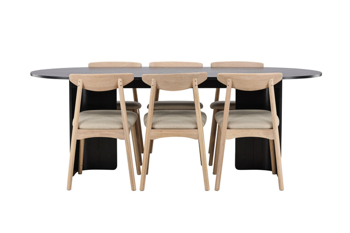 Venture Home Tyresö Table 100x220 cm - Black with Ven Chair  - Whitewash